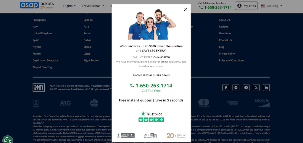 Descuento telefónico de ASAPTickets