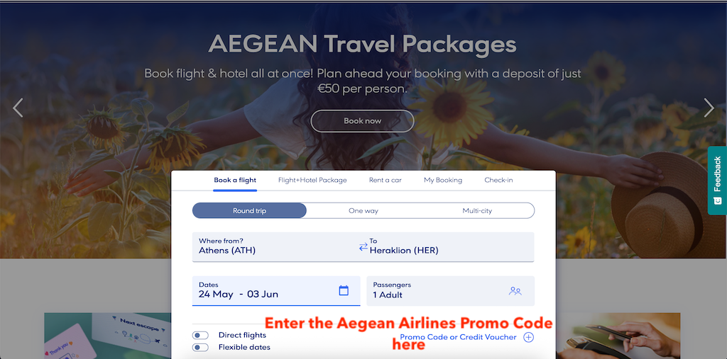 How To Add an Aegean Airlines Coupon Code