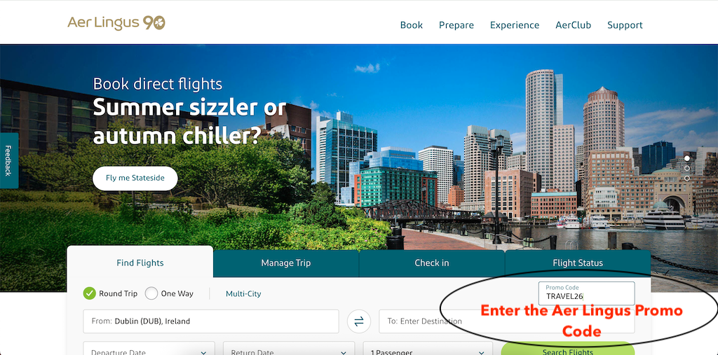How To Add an Aer Lingus Promo Code