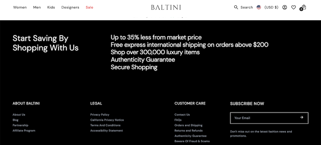 Baltini Neukundenrabatt