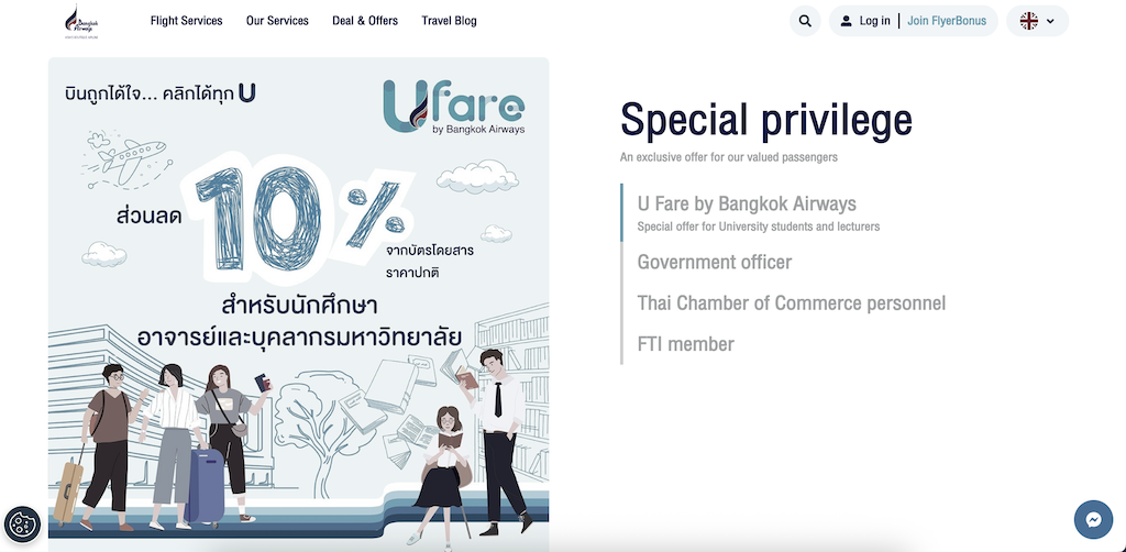 Bangkok Airways student discount