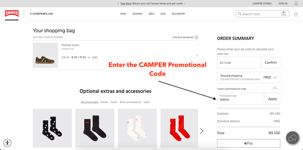 Como adicionar um Código Promocional CAMPER