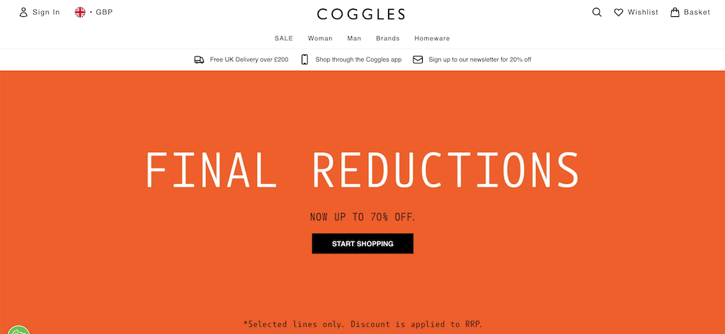 Coggles Saisonaler Sale