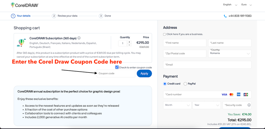 How To Add a CorelDRAW Coupon Code