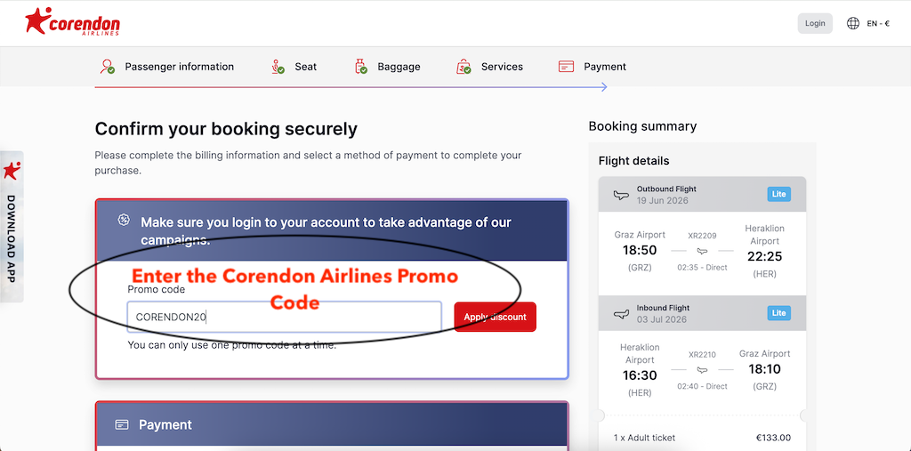 How To Add a Corendon Airlines Promo Code