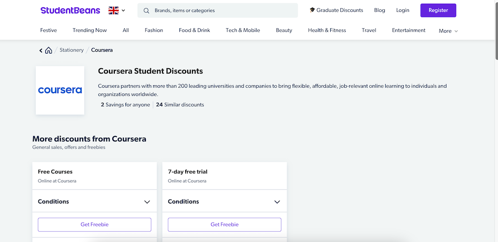 Coursera üliõpilaste allahindlus