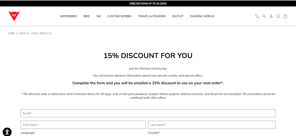 Dainese NewCustomerGiảm giá