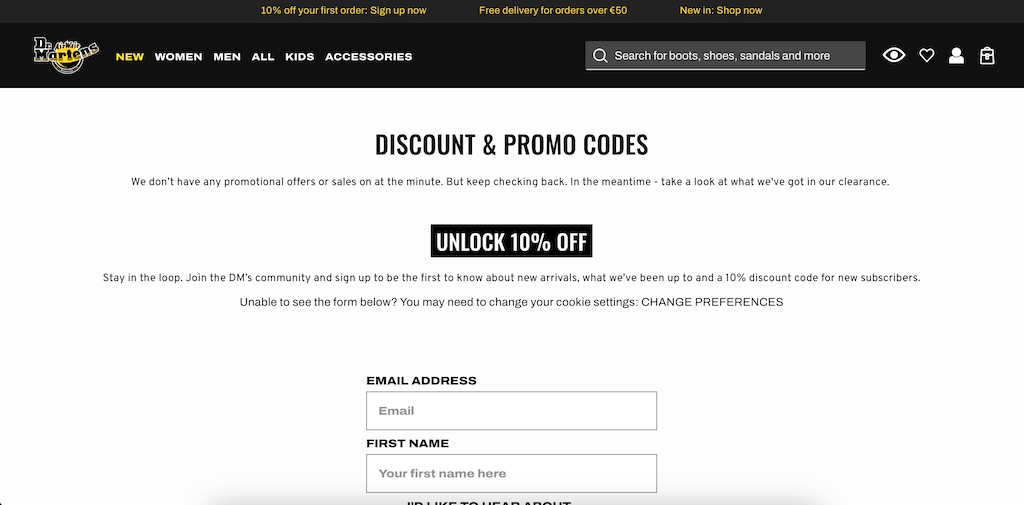 DrMartens Newsletter10Off