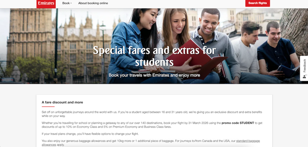 Emirates-Studentenrabatt