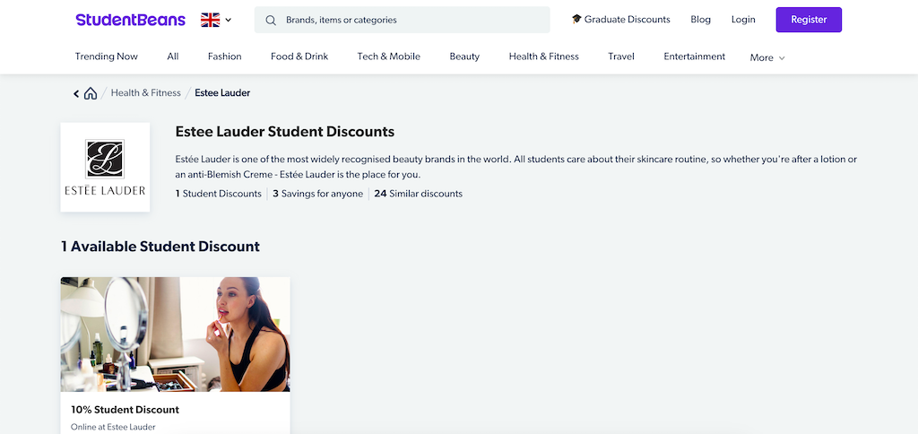 Rabais étudiant Estee Lauder
