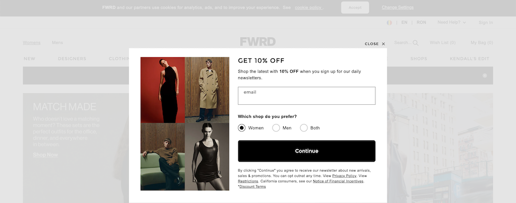 FWRD NewCustomerDiscount