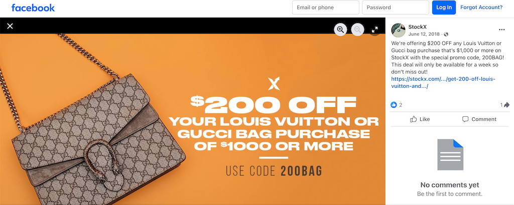 Facebook StockX rabatkode