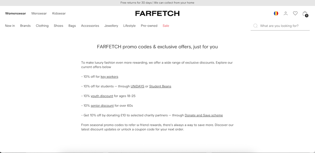 Farfetch exclusive discount