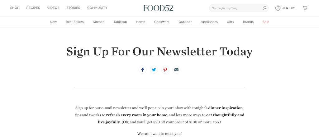 Food52 NewCustomerDiscount