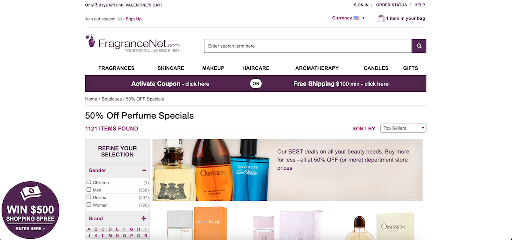 FragranceNet 50 İndirim Kuponu
