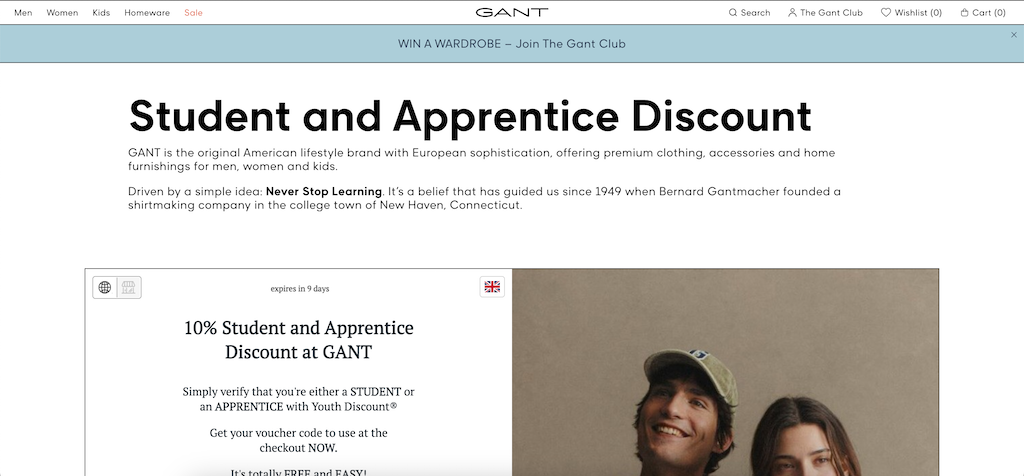 Gant Student Discount