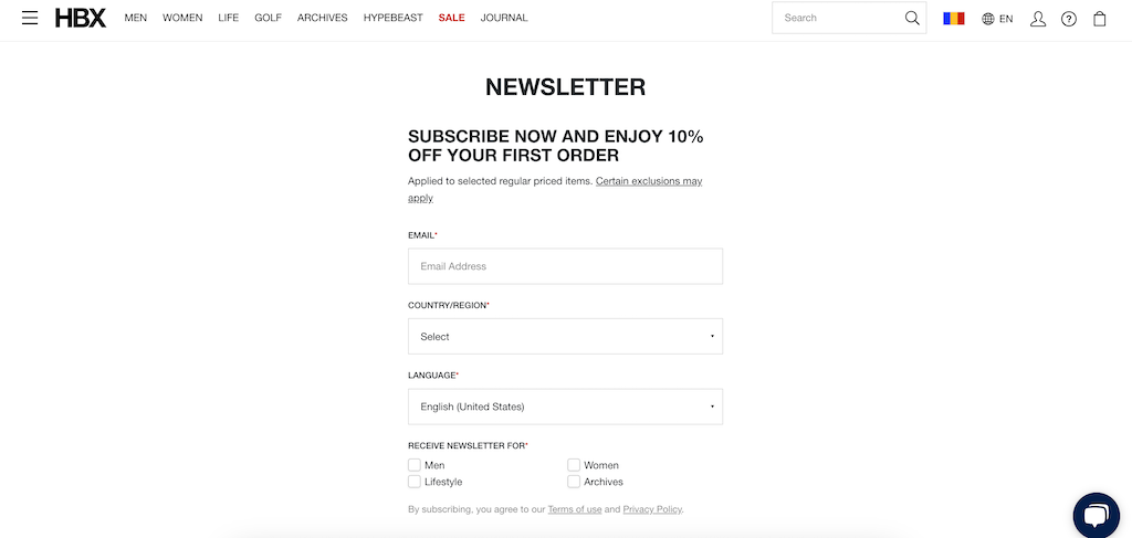 HBX NewCustomerDiscount