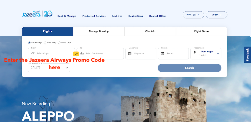 How To Add a Jazeera Airways Promo Code