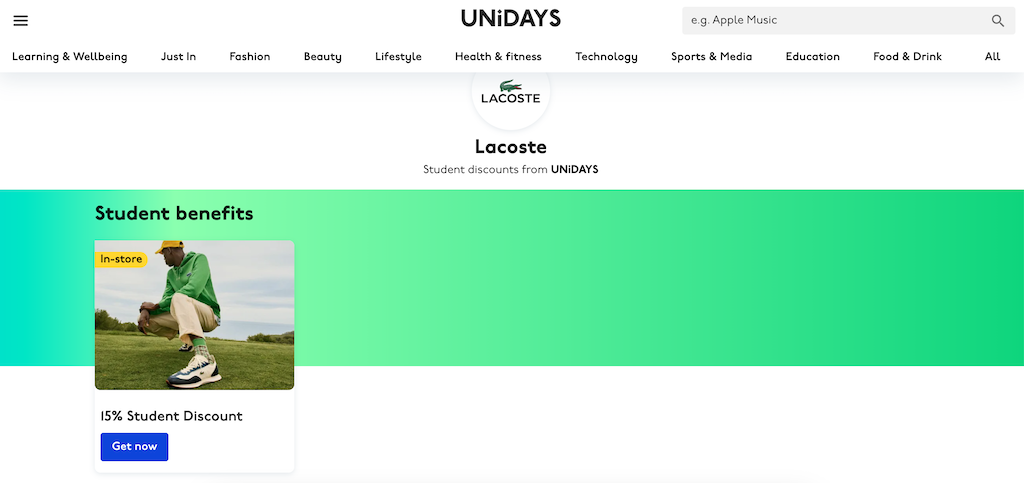 Lacoste üliõpilaste allahindlus