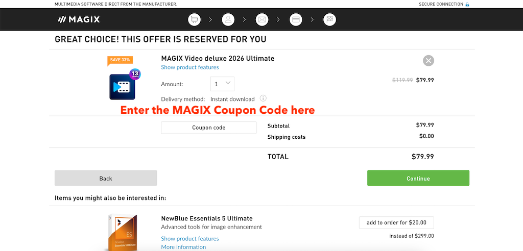 How to use a MAGIX Coupon Code
