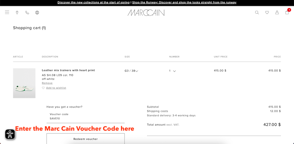 How To Add a Marc Cain Coupon Code