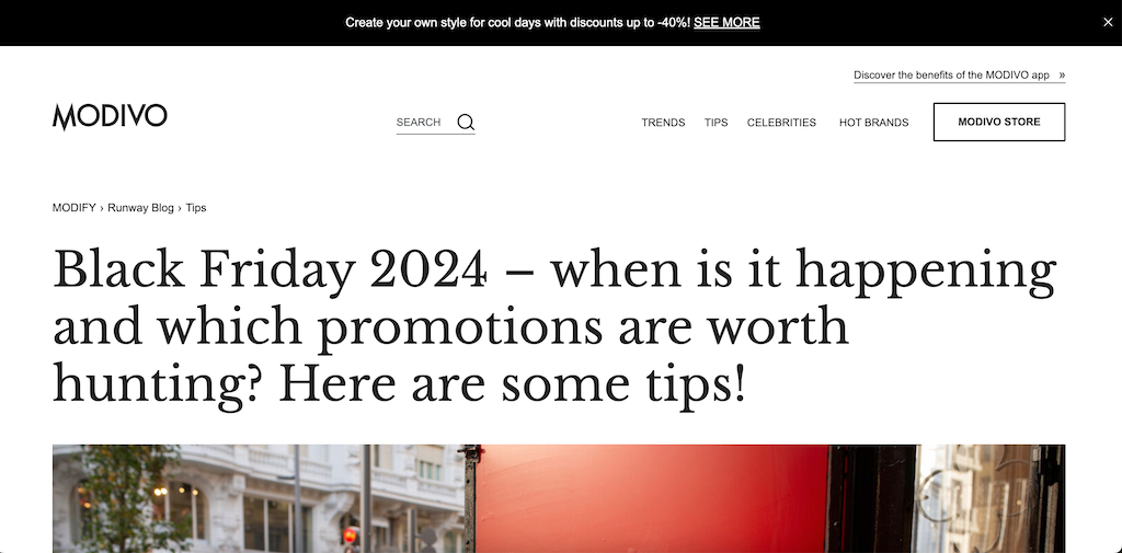 Modivo 黑色星期五折扣
