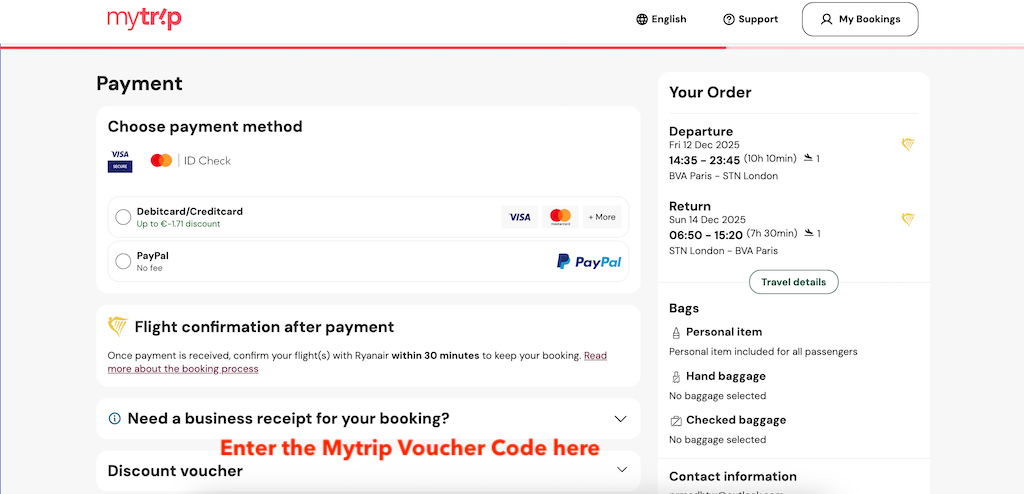 How to use a Mytrip Voucher Code