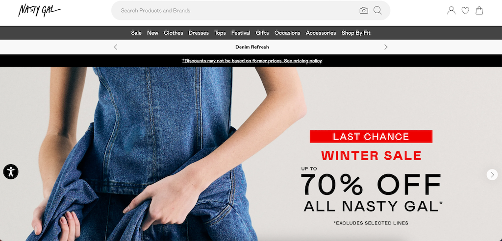 Liquidação de inverno da Nasty Gal