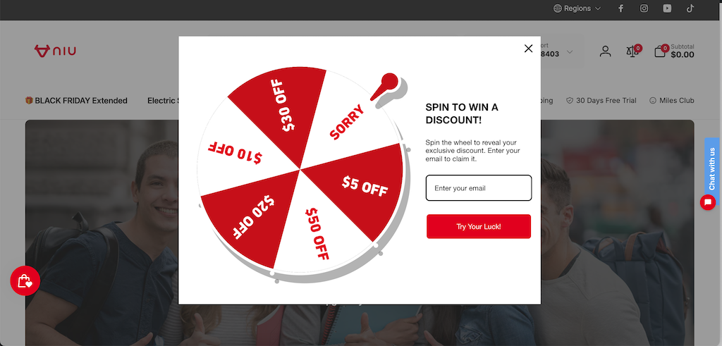 Niu first order discount