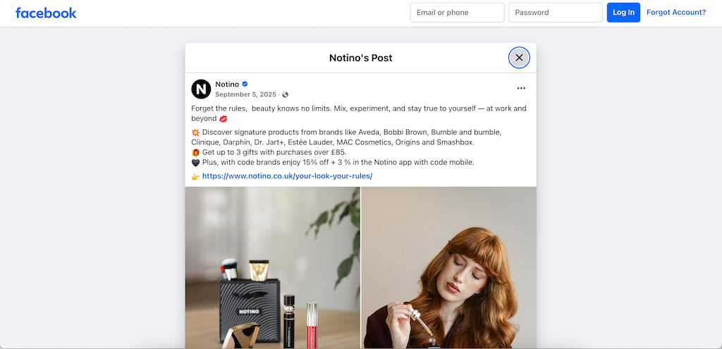 Έκπτωση στο Notino στο Facebook