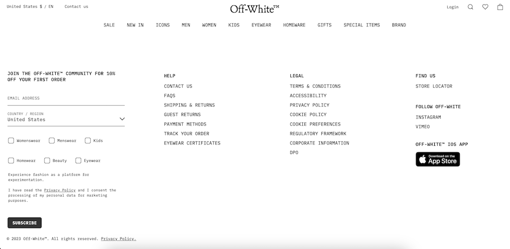 הנחה על ניוזלטר OffWhite