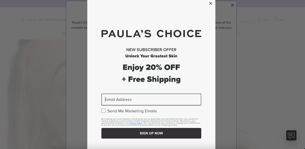 Отстъпка за бюлетина на Paulas Choice
