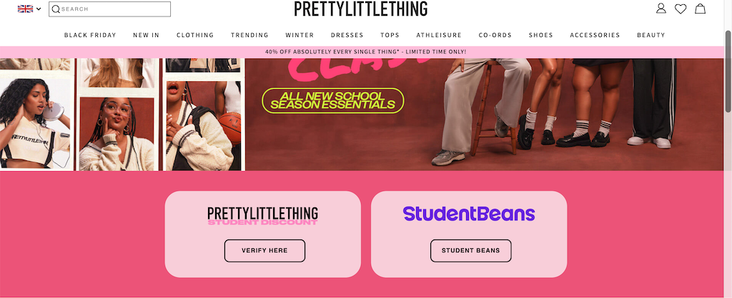 PrettyLittleThing studentu atlaide