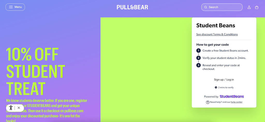 Pullandbear Student discount