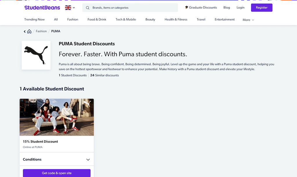 Puma üliõpilaste allahindlus