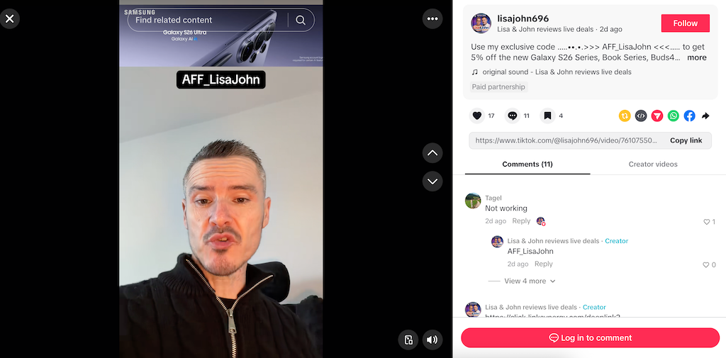 โค้ดส่วนลด Samsung TikTok