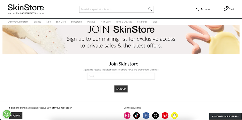 SkinStore 뉴스레터할인