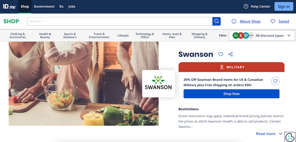 Descuento militar en vitaminas Swanson