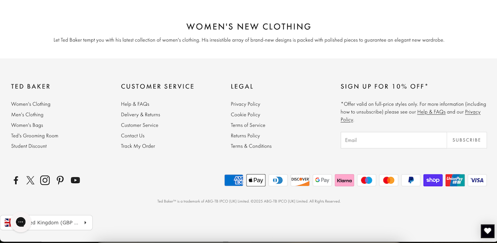 Ted Baker first order discount