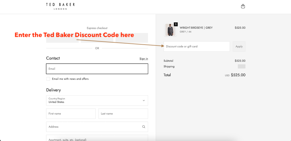Cách áp dụng mã khuyến mãi Ted Baker trong 6 bước đơn giản