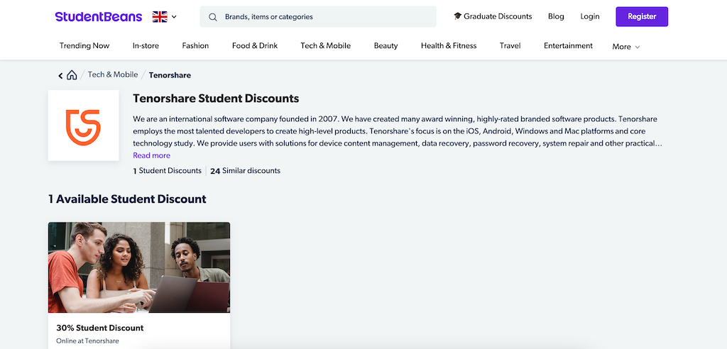 „Tenorshare“ studentų nuolaida