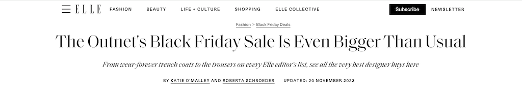 Khuyến mãi BlackFriday của TheOutnet