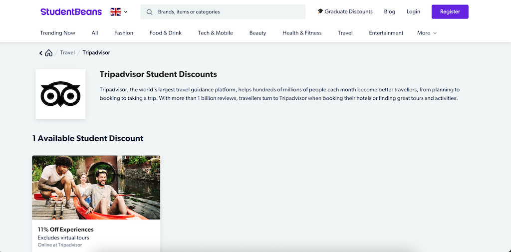 Studentské slevy na Tripadvisoru