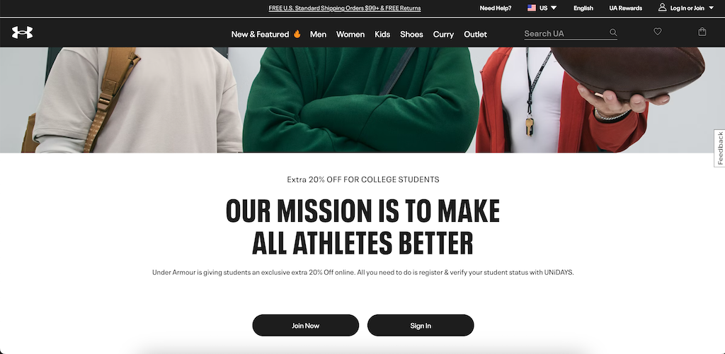 Under Armour student discount
