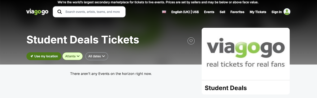 Réduction pour étudiants Viagogo
