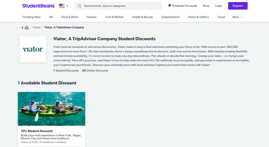 Viator Student Discount