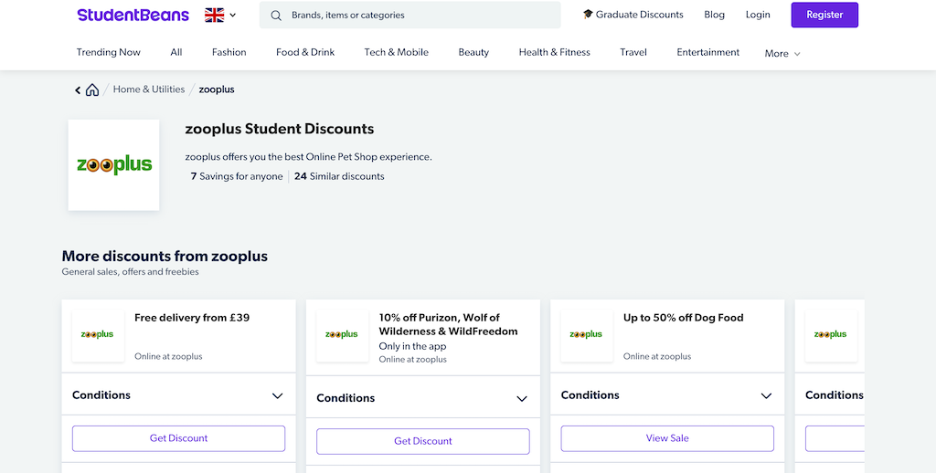 Réduction pour étudiants Zooplus