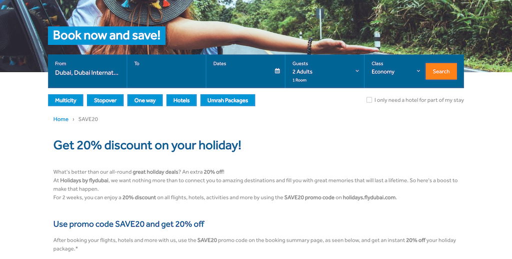 flydubai puhkusekupong