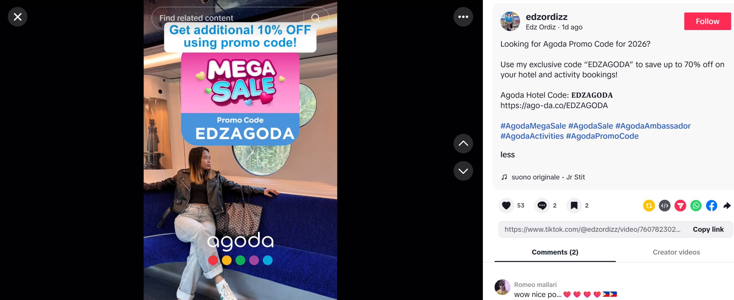 Agoda promo code creator example TikTok edzordizz