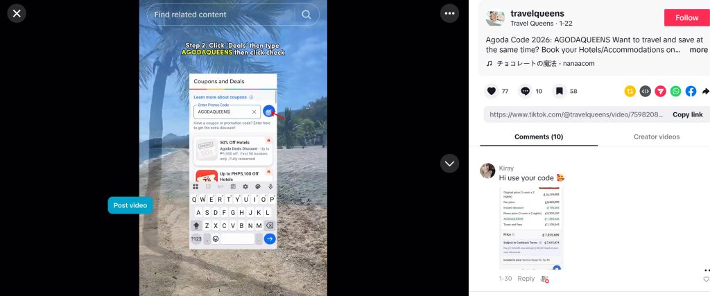 Agoda promo code tutorial example TravelQueens